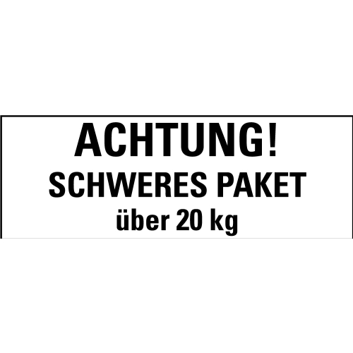 Produkt Hauptbild von Hinweisetikett SCHWERES PAKET über 20kg, weiß, permanent haftendes Haftpapier, 147 x 50mm, 250 St./Rolle