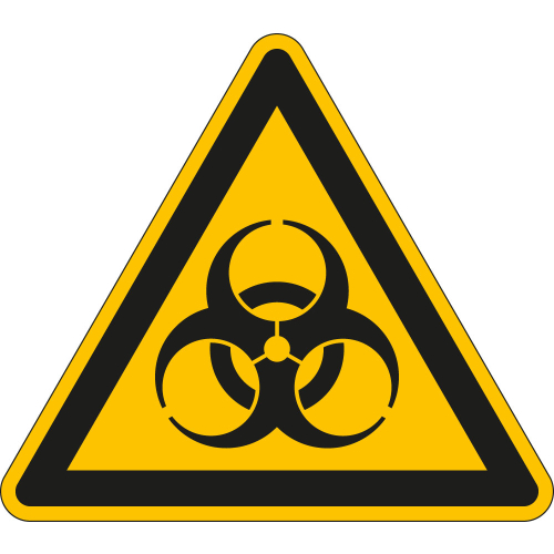 Warnschild: Warnung vor Biogefährdung, Dreieck, gelb-schwarz Warnschild: Warnung vor Biogefährdung, Dreieck, gelb-schwarz