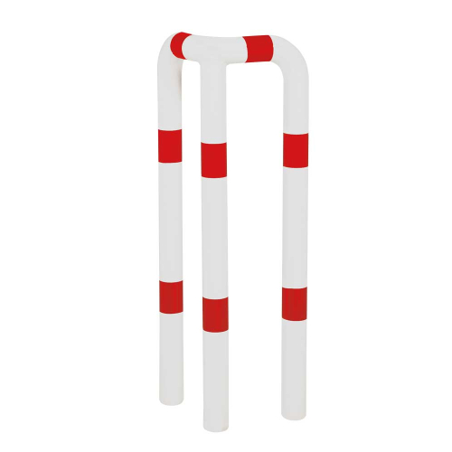90°-Schutzwinkel, zum Einbetonieren, rot-weiß, Stahl pulverbeschichtet, Ø 76 mm, 350 mm x 1150 mm, 1 Stück