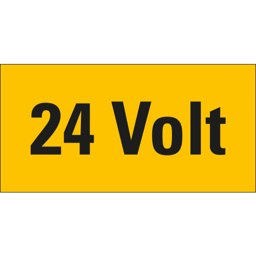 Warnschild: 24 Volt, Rechteck, gelb-schwarz Warnschild: 24 Volt, Rechteck, gelb-schwarz