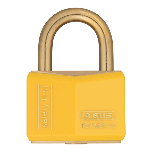 ABUS Vorhängeschloss T84 MB, verschiedenschließend, Gehäusebreite 48 mm, Messing, gelb ummantelt, 1 Stück ABUS Vorhängeschloss T84 MB, verschiedenschließend, Gehäusebreite 48 mm, Messing, gelb ummantelt, 1 Stück