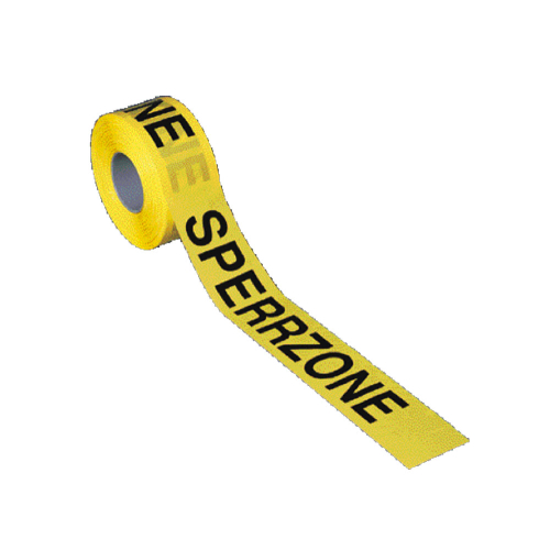 Absperrband: Sperrzone, gelb, 80 mm breit, 500 m/Rolle