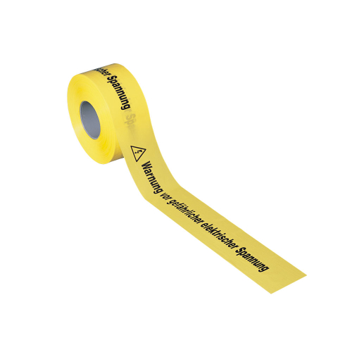 Absperrband: Warnung vor [...], mit Symbol, gelb, 80 mm breit, 500 m/Rolle