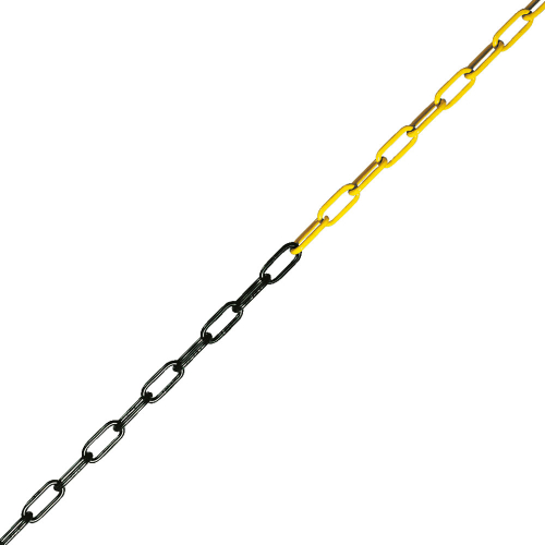 Absperrkette, gelb-schwarz, Stahl feuerverzinkt, Ø 6 mm, maximal 15 m, 1 m / VE