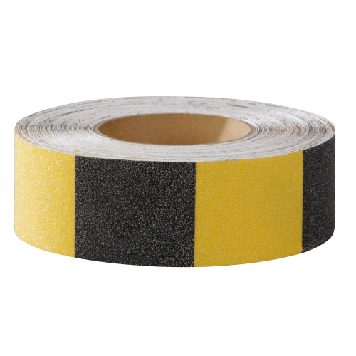 Antirutsch-Warnmarkierung, Rutschhemmung R 13, gelb-schwarz, ASR, DGUV, Polyvinylchlorid selbstklebend, 50 mm, 18,3 m / Rolle