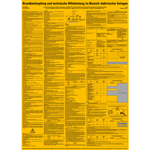 Betriebsaushang: VDE-Bestimmungen Brandbekämpfung von Bränden in elektrischen Anlagen, gelb, Kunststoff, 500 mm x 700 mm, 1 Stück