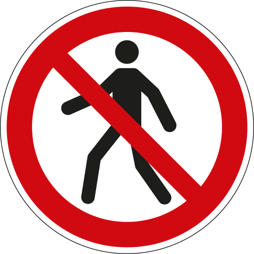 Bodensicherheitszeichen: Für Fußgänger verboten, weiß-rot, ASR A1.3, DIN EN ISO 7010/P004, Bodenmarkierungsfolie selbstklebend, Ø 200 mm, 1 Stück Bodensicherheitszeichen: Für Fußgänger verboten, weiß-rot, ASR A1.3, DIN EN ISO 7010/P004, Bodenmarkierungsfolie selbstklebend, Ø 200 mm, 1 Stück
