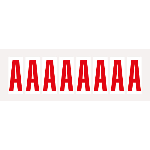 Buchstabe A, Schrifthöhe 50 mm, weiß-rot, Folie selbstklebend, 22 x 57 mm, 160 St./Verpackungseinheit Buchstabe A, Schrifthöhe 50 mm, weiß-rot, Folie selbstklebend, 22 x 57 mm, 160 St./Verpackungseinheit