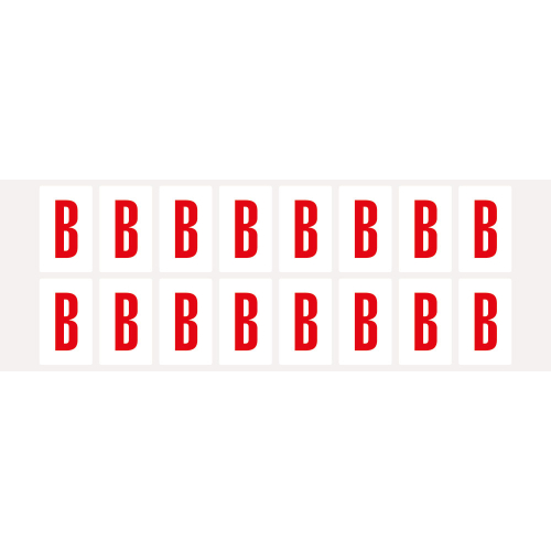 Buchstabe B, Schrifthöhe 25 mm, weiß-rot, Folie selbstklebend, 22 x 36 mm, 320 St./Verpackungseinheit