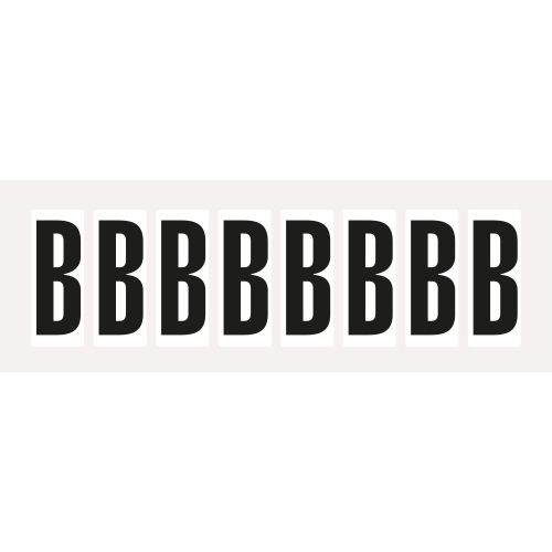 Buchstabe B, Schrifthöhe 30 mm, weiß-schwarz, Folie mit Oberflächenschutz, 17,7 x 39 mm, 10 St./Bogen Buchstabe B, Schrifthöhe 30 mm, weiß-schwarz, Folie mit Oberflächenschutz, 17,7 x 39 mm, 10 St./Bogen