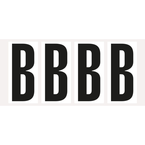 Buchstabe B, Schrifthöhe 95 mm, weiß-schwarz, Folie selbstklebend, 47 x 98 mm, 80 St./Verpackungseinheit Buchstabe B, Schrifthöhe 95 mm, weiß-schwarz, Folie selbstklebend, 47 x 98 mm, 80 St./Verpackungseinheit