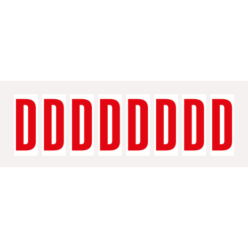 Buchstabe D, Schrifthöhe 50 mm, weiß-rot, Folie selbstklebend, 22 x 57 mm, 160 St./Verpackungseinheit Buchstabe D, Schrifthöhe 50 mm, weiß-rot, Folie selbstklebend, 22 x 57 mm, 160 St./Verpackungseinheit
