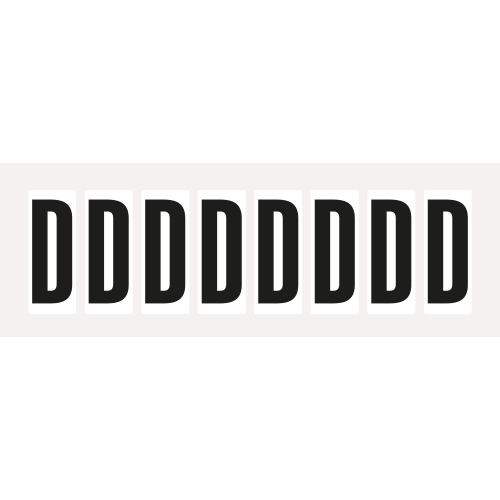 Buchstabe D, Schrifthöhe 50 mm, weiß-schwarz, Folie selbstklebend, 22 x 57 mm, 160 St./Verpackungseinheit Buchstabe D, Schrifthöhe 50 mm, weiß-schwarz, Folie selbstklebend, 22 x 57 mm, 160 St./Verpackungseinheit