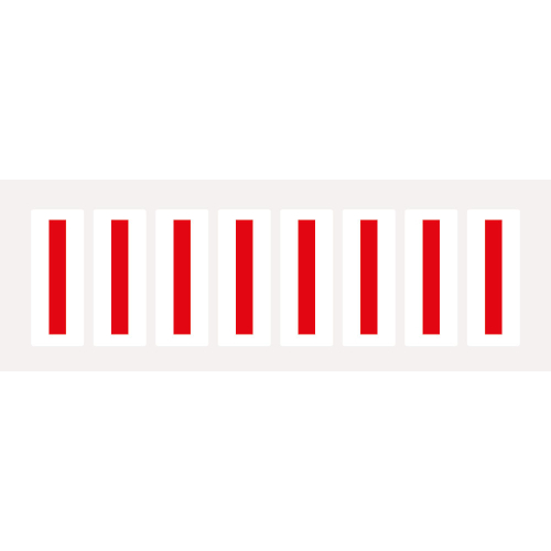 Buchstabe I, Schrifthöhe 50 mm, weiß-rot, Folie selbstklebend, 22 x 57 mm, 160 St./Verpackungseinheit Buchstabe I, Schrifthöhe 50 mm, weiß-rot, Folie selbstklebend, 22 x 57 mm, 160 St./Verpackungseinheit