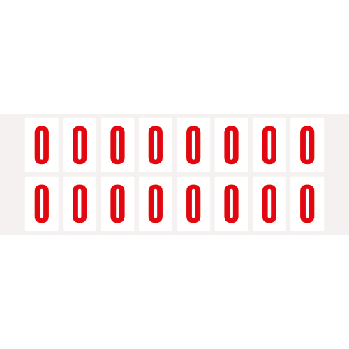 Buchstabe O, Schrifthöhe 25 mm, weiß-rot, Folie selbstklebend, 22 x 36 mm, 320 St./Verpackungseinheit Buchstabe O, Schrifthöhe 25 mm, weiß-rot, Folie selbstklebend, 22 x 36 mm, 320 St./Verpackungseinheit