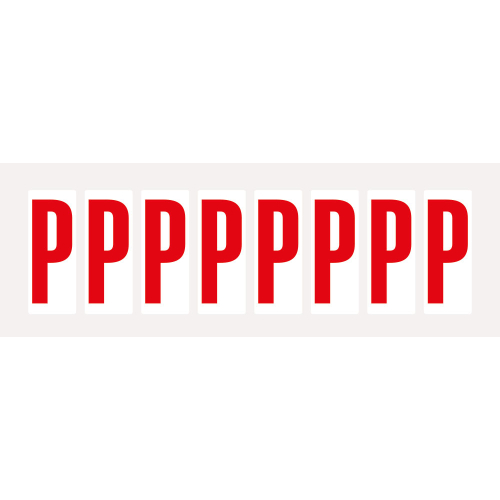 Buchstabe P, Schrifthöhe 50 mm, weiß-rot, Folie selbstklebend, 22 x 57 mm, 160 St./Verpackungseinheit Buchstabe P, Schrifthöhe 50 mm, weiß-rot, Folie selbstklebend, 22 x 57 mm, 160 St./Verpackungseinheit