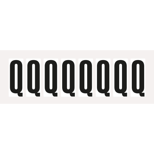 Buchstabe Q, Schrifthöhe 25 mm, weiß-schwarz, Folie mit Oberflächenschutz, 14,9 x 32,5 mm, 10 St./Bogen Buchstabe Q, Schrifthöhe 25 mm, weiß-schwarz, Folie mit Oberflächenschutz, 14,9 x 32,5 mm, 10 St./Bogen