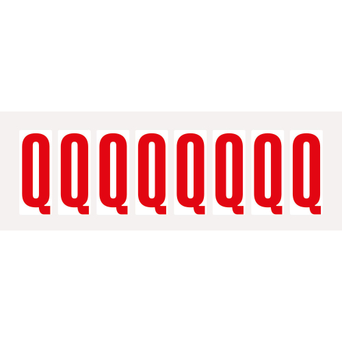 Buchstabe Q, Schrifthöhe 50 mm, weiß-rot, Folie selbstklebend, 22 x 57 mm, 160 St./Verpackungseinheit Buchstabe Q, Schrifthöhe 50 mm, weiß-rot, Folie selbstklebend, 22 x 57 mm, 160 St./Verpackungseinheit