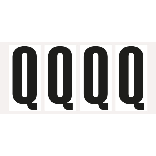 Buchstabe Q, Schrifthöhe 95 mm, weiß-schwarz, Folie selbstklebend, 47 x 98 mm, 80 St./Verpackungseinheit Buchstabe Q, Schrifthöhe 95 mm, weiß-schwarz, Folie selbstklebend, 47 x 98 mm, 80 St./Verpackungseinheit