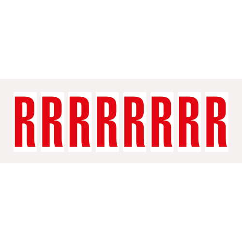 Buchstabe R, Schrifthöhe 50 mm, weiß-rot, Folie selbstklebend, 22 x 57 mm, 160 St./Verpackungseinheit Buchstabe R, Schrifthöhe 50 mm, weiß-rot, Folie selbstklebend, 22 x 57 mm, 160 St./Verpackungseinheit