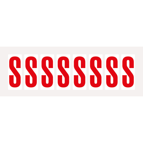 Buchstabe S, Schrifthöhe 50 mm, weiß-rot, Folie selbstklebend, 22 x 57 mm, 160 St./Verpackungseinheit Buchstabe S, Schrifthöhe 50 mm, weiß-rot, Folie selbstklebend, 22 x 57 mm, 160 St./Verpackungseinheit