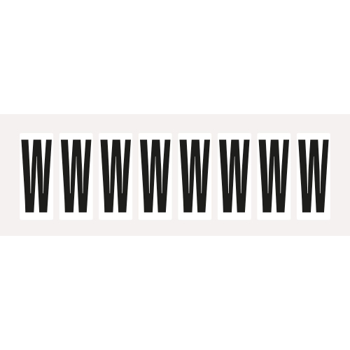Buchstabe W, Schrifthöhe 50 mm, weiß-schwarz, Folie selbstklebend, 22 x 57 mm, 160 St./Verpackungseinheit Buchstabe W, Schrifthöhe 50 mm, weiß-schwarz, Folie selbstklebend, 22 x 57 mm, 160 St./Verpackungseinheit