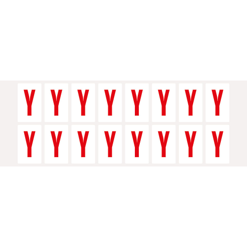 Buchstabe Y, Schrifthöhe 25 mm, weiß-rot, Folie selbstklebend, 22 x 36 mm, 320 St./Verpackungseinheit Buchstabe Y, Schrifthöhe 25 mm, weiß-rot, Folie selbstklebend, 22 x 36 mm, 320 St./Verpackungseinheit