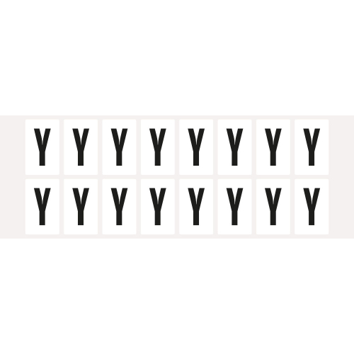 Buchstabe Y, Schrifthöhe 25 mm, weiß-schwarz, Folie selbstklebend, 22 x 36 mm, 320 St./Verpackungseinheit Buchstabe Y, Schrifthöhe 25 mm, weiß-schwarz, Folie selbstklebend, 22 x 36 mm, 320 St./Verpackungseinheit