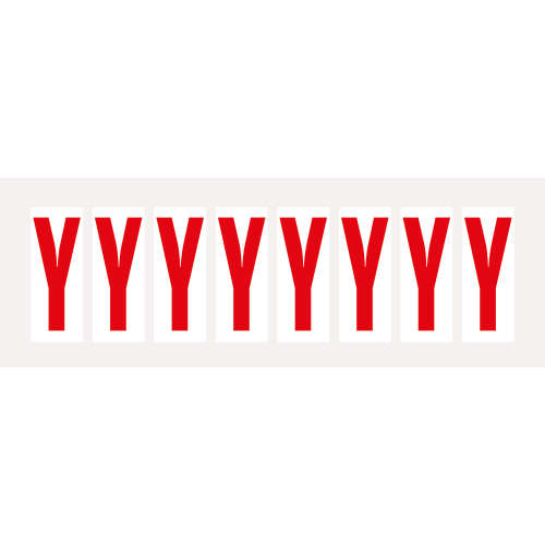 Buchstabe Y, Schrifthöhe 50 mm, weiß-rot, Folie selbstklebend, 22 x 57 mm, 160 St./Verpackungseinheit Buchstabe Y, Schrifthöhe 50 mm, weiß-rot, Folie selbstklebend, 22 x 57 mm, 160 St./Verpackungseinheit