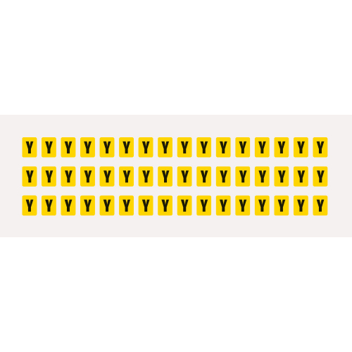 Buchstabe Y, Schrifthöhe 8 mm, gelb-schwarz, Folie selbstklebend, 9,5 x 13 mm, 960 St./Verpackungseinheit Buchstabe Y, Schrifthöhe 8 mm, gelb-schwarz, Folie selbstklebend, 9,5 x 13 mm, 960 St./Verpackungseinheit
