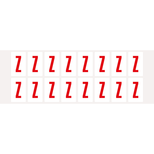Buchstabe Z, Schrifthöhe 25 mm, weiß-rot, Folie selbstklebend, 22 x 36 mm, 320 St./Verpackungseinheit Buchstabe Z, Schrifthöhe 25 mm, weiß-rot, Folie selbstklebend, 22 x 36 mm, 320 St./Verpackungseinheit