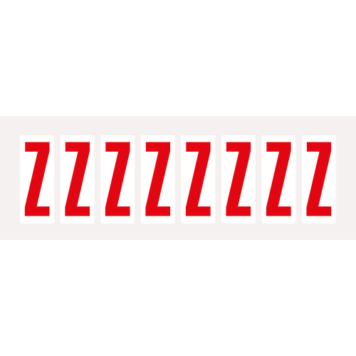 Buchstabe Z, Schrifthöhe 50 mm, weiß-rot, Folie selbstklebend, 22 x 57 mm, 160 St./Verpackungseinheit Buchstabe Z, Schrifthöhe 50 mm, weiß-rot, Folie selbstklebend, 22 x 57 mm, 160 St./Verpackungseinheit