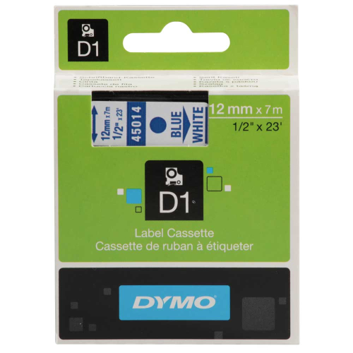 DYMO-Schriftbandkassette, blau-weiß, 12 mm x 7 m, 1 Stück DYMO-Schriftbandkassette, blau-weiß, 12 mm x 7 m, 1 Stück
