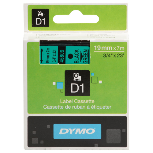 DYMO-Schriftbandkassette, schwarz-grün, 19 mm x 7 m, 1 Stück DYMO-Schriftbandkassette, schwarz-grün, 19 mm x 7 m, 1 Stück