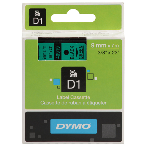 DYMO-Schriftbandkassette, schwarz-grün, 9 mm x 7 m, 1 Stück DYMO-Schriftbandkassette, schwarz-grün, 9 mm x 7 m, 1 Stück
