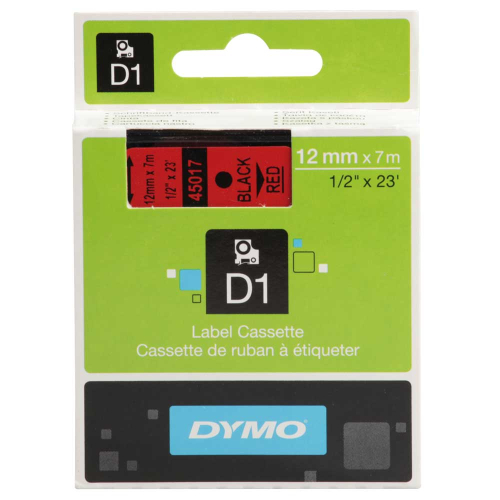 DYMO-Schriftbandkassette, schwarz-rot, 12 mm x 7 m, 1 Stück DYMO-Schriftbandkassette, schwarz-rot, 12 mm x 7 m, 1 Stück