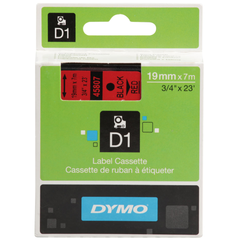 DYMO-Schriftbandkassette, schwarz-rot, 19 mm x 7 m, 1 Stück DYMO-Schriftbandkassette, schwarz-rot, 19 mm x 7 m, 1 Stück