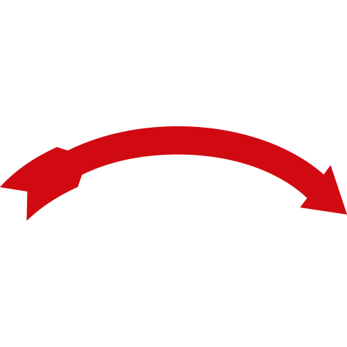 Drehrichtungspfeil gebogen, rechtsweisend, RoHS konform, rot, Folie selbstklebend, 75 mm x 9 mm, 10 St./Bogen Drehrichtungspfeil gebogen, rechtsweisend, RoHS konform, rot, Folie selbstklebend, 75 mm x 9 mm, 10 St./Bogen