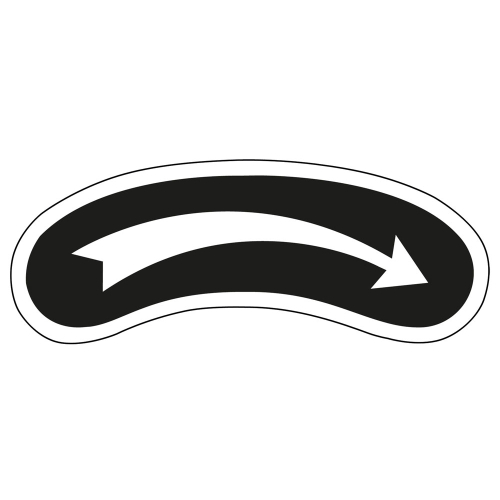 Drehrichtungspfeil gebogen, rechtsweisend, RoHS konform, schwarz-weiß, Folie selbstklebend, 62 mm x 18 mm, 5 St./Bogen Drehrichtungspfeil gebogen, rechtsweisend, RoHS konform, schwarz-weiß, Folie selbstklebend, 62 mm x 18 mm, 5 St./Bogen