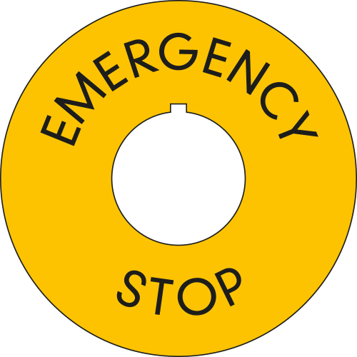 EMERGENCY-STOP-Kontrastunterlage mit Nase, RoHS konform, Folie selbstklebend, Ø 60 mm außen, Ø 22,5 mm innen, 1 Stück