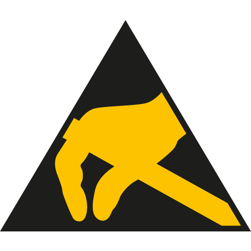 ESD-Warnschild: elektrostatisch gefährdet, Dreieck, schwarz-gelb, Folie selbstklebend, Schenkellänge 25 mm, 500 St./Rolle ESD-Warnschild: elektrostatisch gefährdet, Dreieck, schwarz-gelb, Folie selbstklebend, Schenkellänge 25 mm, 500 St./Rolle