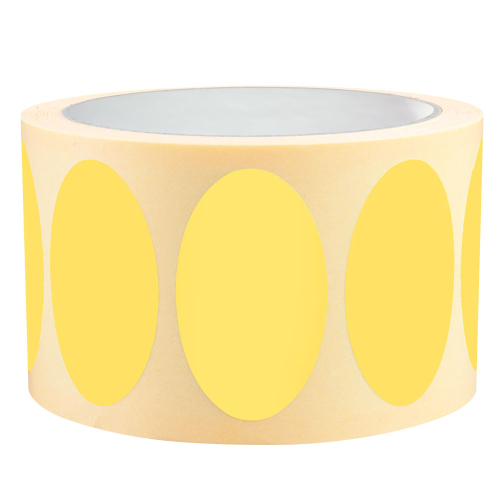 Etiketten zum Selbstbeschriften, oval, gelb, Papier ablösbar, 50x30 mm, 500 St./Rolle Etiketten zum Selbstbeschriften, oval, gelb, Papier ablösbar, 50x30 mm, 500 St./Rolle