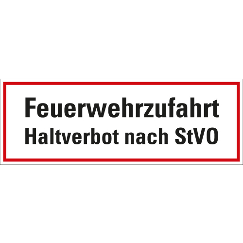 Feuerwehr-Hinweisschild: Feuerwehrzufahrt Halteverbot nach StVO, weiß-rot, Aluminium, 594 mm x 210 mm, 1 Stück Feuerwehr-Hinweisschild: Feuerwehrzufahrt Halteverbot nach StVO, weiß-rot, Aluminium, 594 mm x 210 mm, 1 Stück