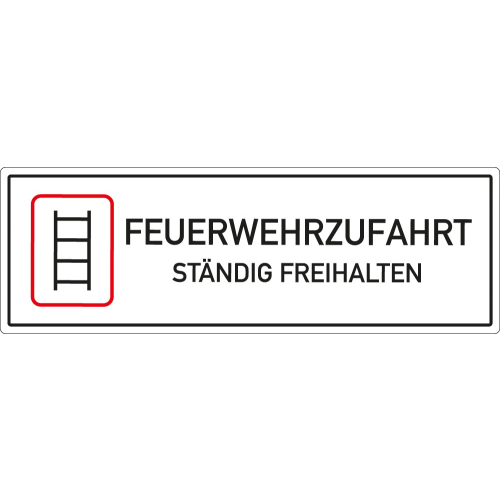 Feuerwehr-Hinweisschild: Feuerwehrzufahrt ständig freihalten, DIN 67520, Aluminium RA0, reflektierend, 1000 mm x 333 mm, 1 Stück