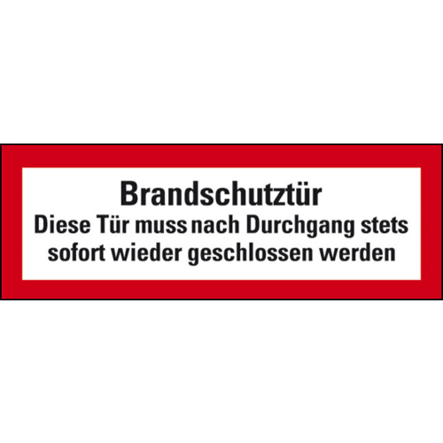 Feuerwehrschild: Brandschutztür Diese Tür muss nach Durchgang stets sofort wieder geschlossen werden, DIN 4066, Folie selbstklebend, 210 mm x 74 mm, 1 Stück Feuerwehrschild: Brandschutztür Diese Tür muss nach Durchgang stets sofort wieder geschlossen werden, DIN 4066, Folie selbstklebend, 210 mm x 74 mm, 1 Stück