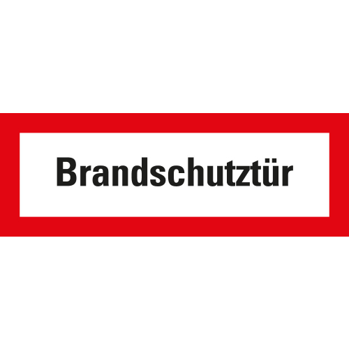 Feuerwehrschild: Brandschutztür, weiß-rot, DIN 4066, Folie selbstklebend, 210 mm x 74 mm, 1 Stück