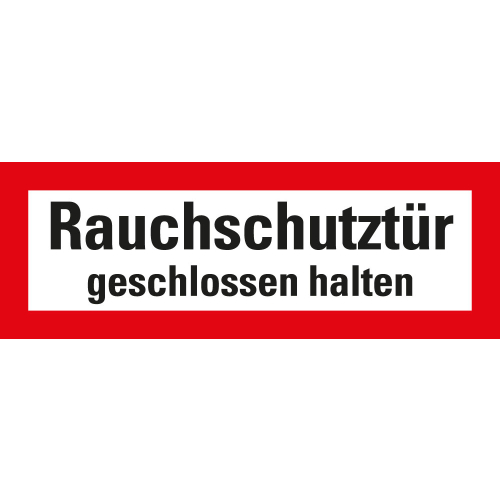 Feuerwehrschild: Rauchschutztür geschlossen halten, doppelseitig, weiß-rot, DIN 4066, Folie selbstklebend, 210 mm x 74 mm, 1 Stück 