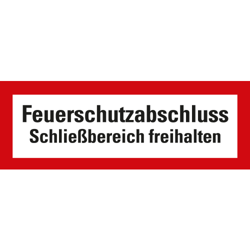 Feuerwehrzeichen: Feuerschutzabschluss Schließbereich freihalten, weiß-rot, Folie selbstklebend, 297 mm x 105 mm, 1 Stück