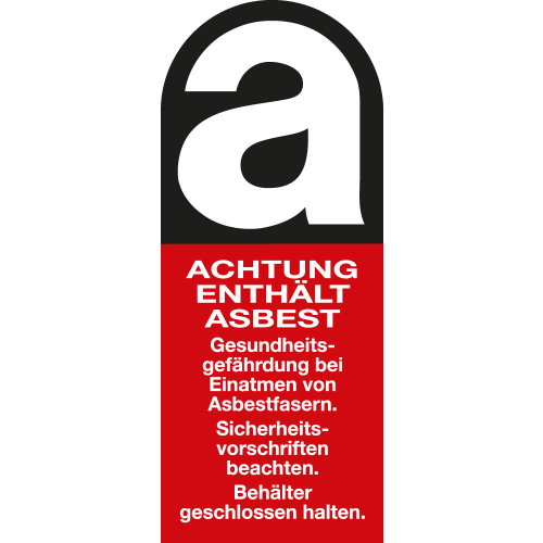 Gefahrenkennzeichen: ACHTUNG ENTHÄLT ASBEST Typ A, Folie selbstklebend, 40 x 95 mm, 1 Stück