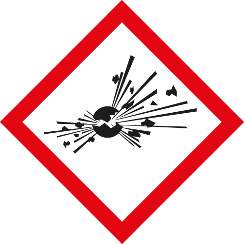 Gefahrensymbol: GHS01 Explodierende Bombe, Folie selbstklebend, 32 x 32 mm, 500 St./Rolle Gefahrensymbol: GHS01 Explodierende Bombe, Folie selbstklebend, 32 x 32 mm, 500 St./Rolle